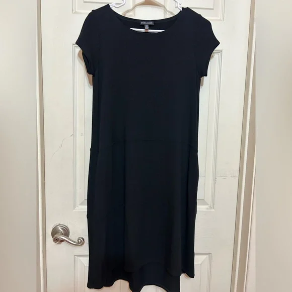 NWOT Eileen Fisher Womens Dress Viscose Jersey Scoop Neck Cap Sleeve POCKETS NWOT Eileen Fisher Womens Dress Viscose Jersey Scoop Neck Cap Sleeve POCKETS